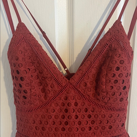 Abercrombie & Fitch Red Eyelet Mini Dress - Picture 6 of 9